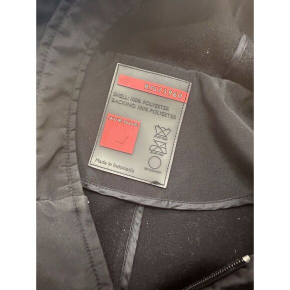 Avenue Womens Jacket Parka Black 26/28 Hooded Zip Snap Up Pockets Insulated Coat - Picture 2 of 6